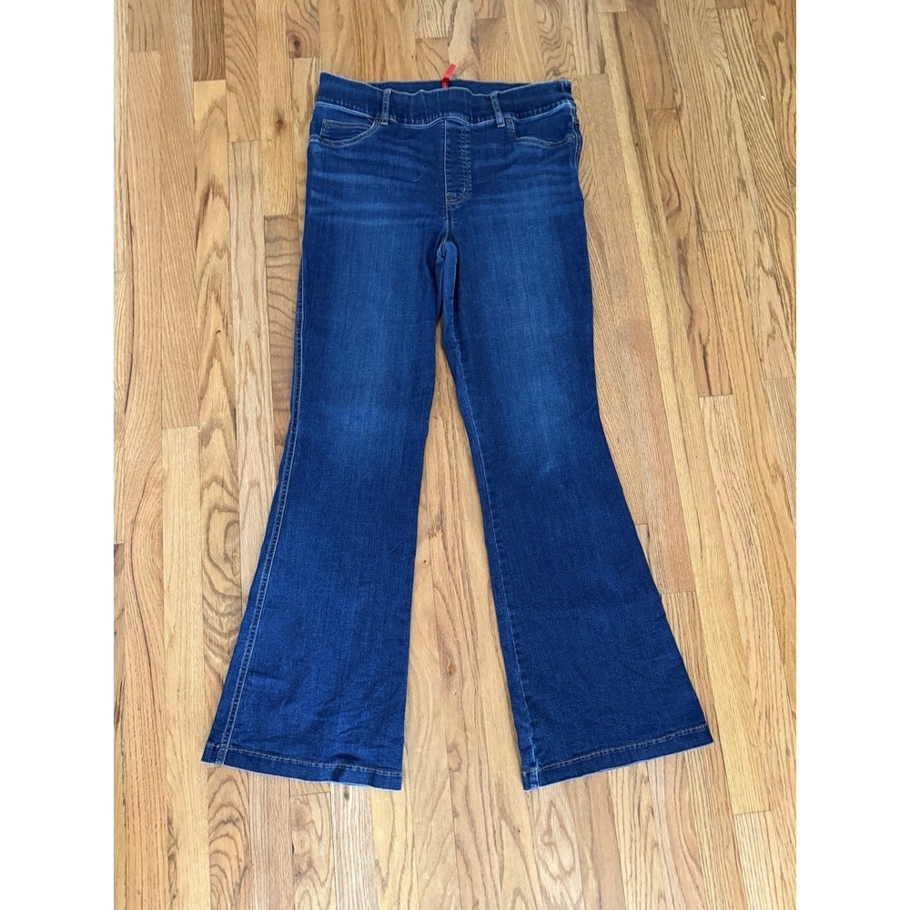 Spanx Jeans Womens 1X Blue High Rise Flared Tummy Shaping Pull On Stretch